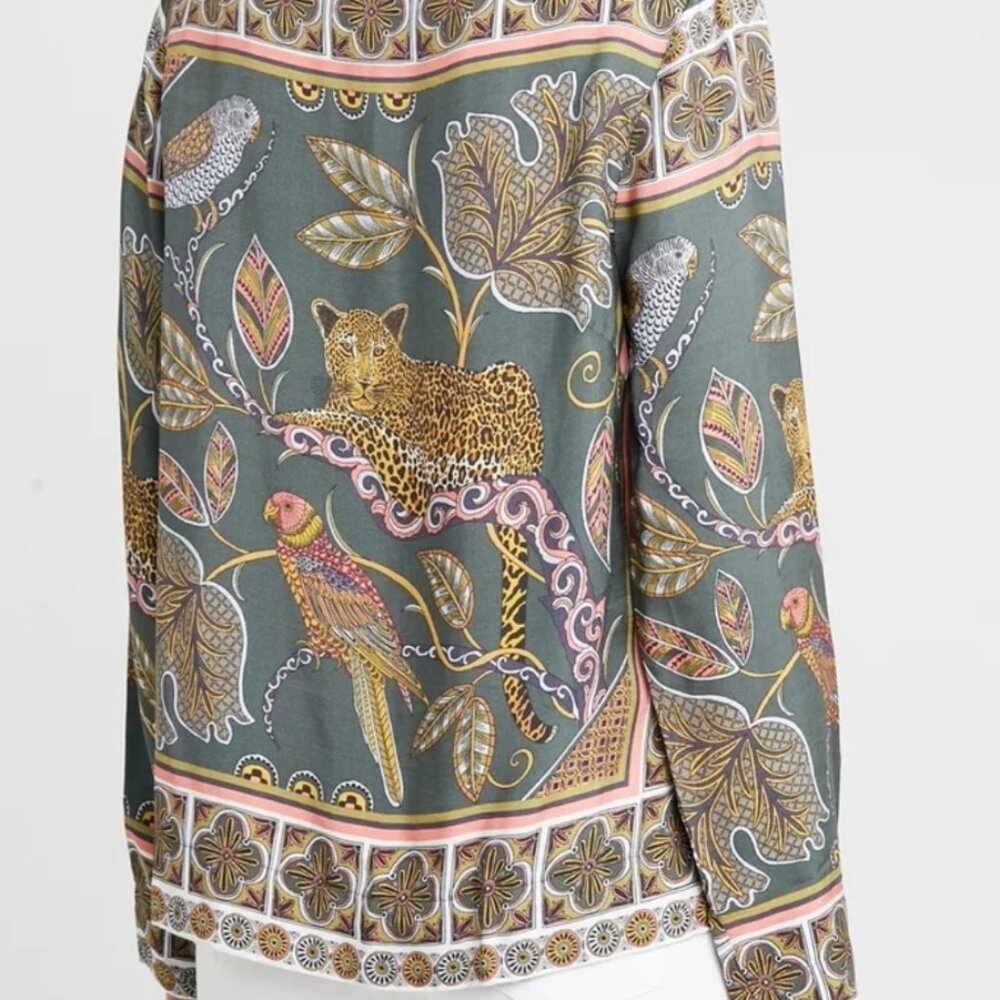 J.Crew Womens Top Size small Beautiful Leopard Jungle Bird